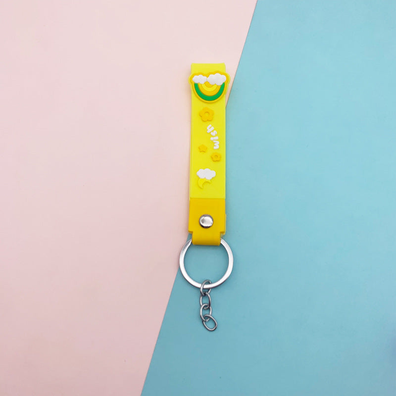 Wholesale Candy Color Rainbow Soft PVC Lanyard Keychains